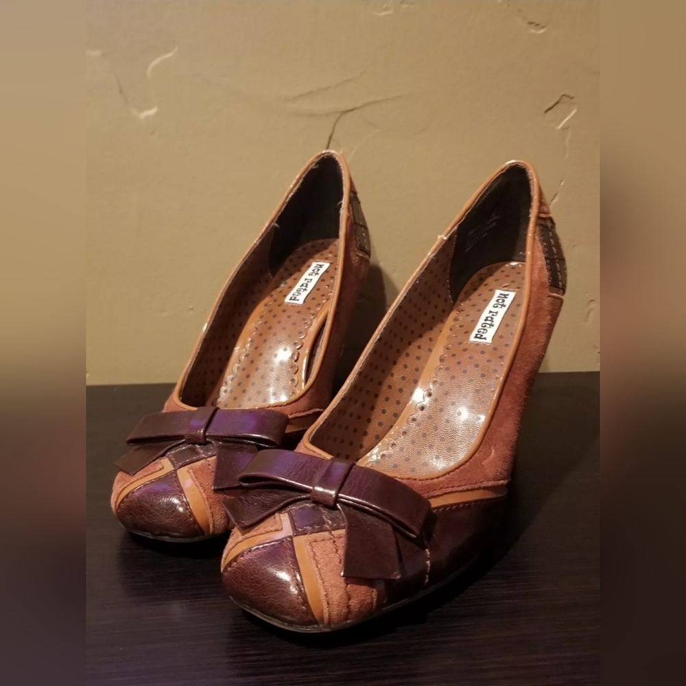 Not Rated High Heels Retro Looking Upper Leather Outsole Rubber Size 6 *Read